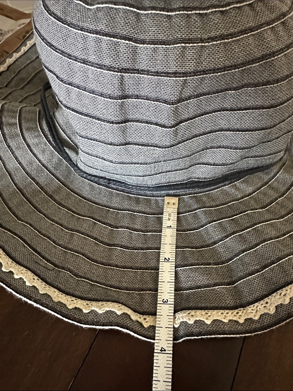 C.C Gray Cotton Sun Hat with Stitched Ring Detail - Picture 6 of 7